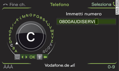 Immissione di un numero telefonico mediante lo speller alfabetico